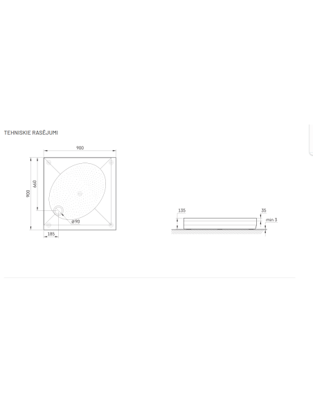 PAA dušas paliktnis ART KV 90 - 1