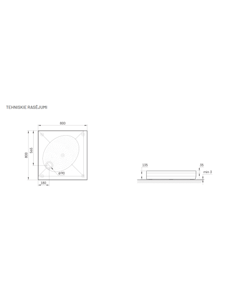 PAA dušo padėklas ART KV 80 - 5