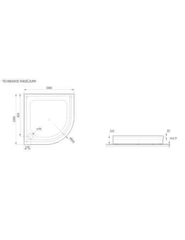 PAA dušo padėklas CLASSIC RO 100 R 550 - 1