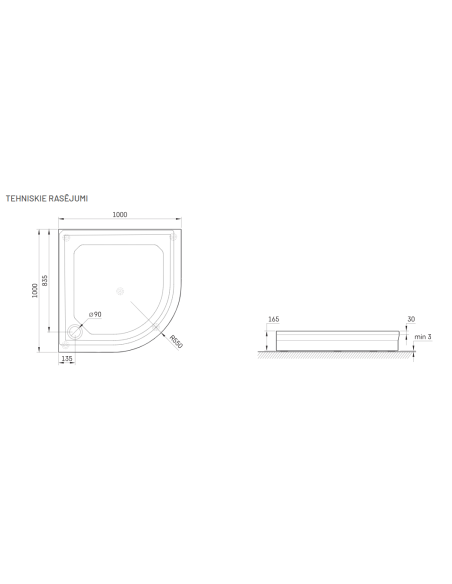 PAA dušo padėklas CLASSIC RO 100 R 550 - 1
