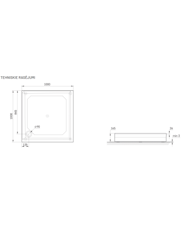 PAA dušo padėklas CLASSIC KV 100 - 5