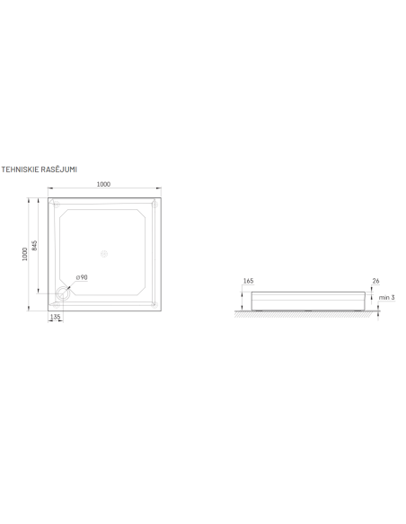 PAA dušo padėklas CLASSIC KV 100 - 5
