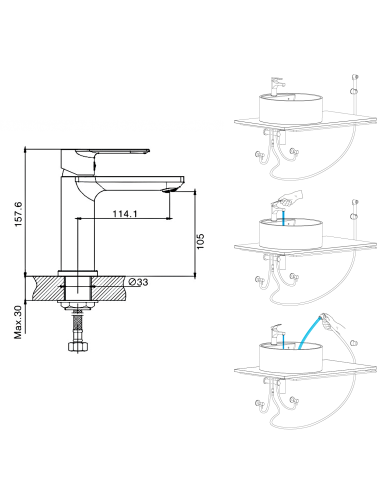 copy of Ceramic sink faucet with a shower 1050, PANTHER - 5