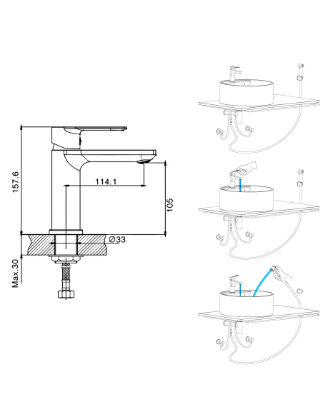 copy of Ceramic sink faucet with a shower 1050, PANTHER - 5