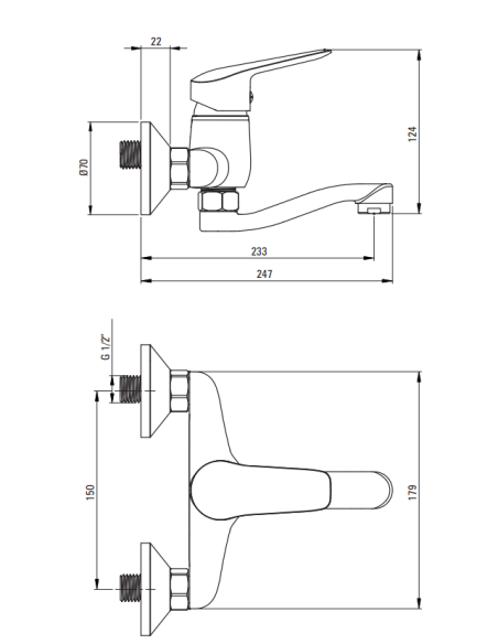 Deante Boro praustuvo čiaupas, montuojamas ant sienos BMO_N50M - 6
