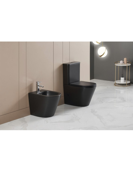 PACO RIMLESS WC-pott sisseehitatud ühendusega, matt must, PC1012WRB - 1