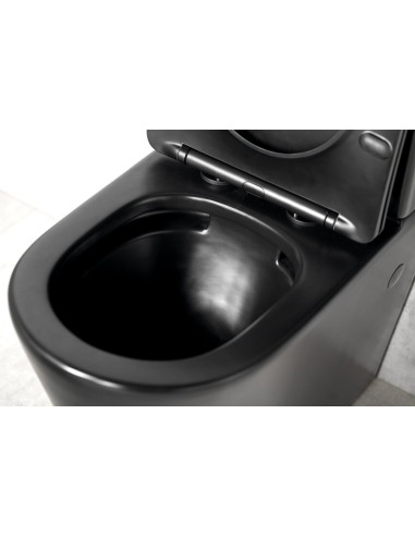 PACO RIMLESS tualetes pods ar iebūvētu pieslēgumu, melns matēts, PC1012WRB - 9
