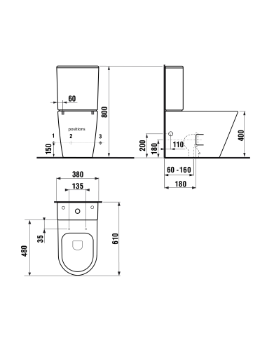 PACO RIMLESS WC-pott sisseehitatud ühendusega, matt must, PC1012WRB - 14