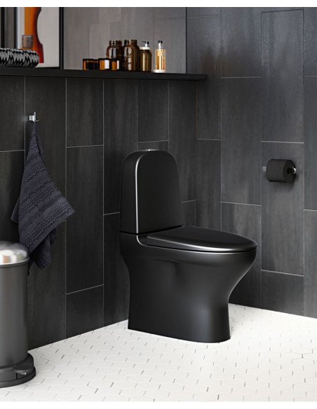 Toilet bowl Estetic 8300, Hygienic Flush rim, lid with Soft Close/Quick Release, black - 2