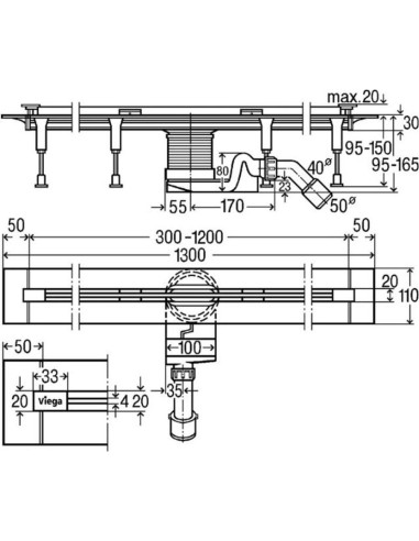 Advantix Vario-dušas tekne L300-1200 Matēts