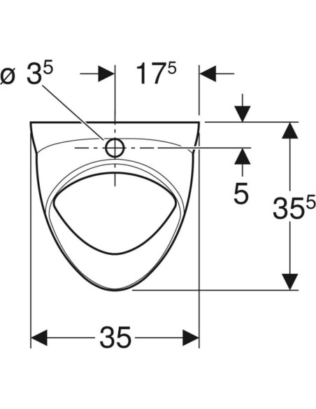 Geberit Felix pisuārs, ieplūde no augšas, izplūde uz aizmuguri vai lejup