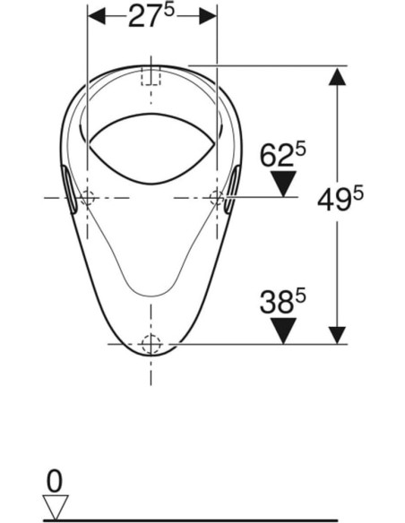 Geberit Felix pisuārs, ieplūde no augšas, izplūde uz aizmuguri vai lejup