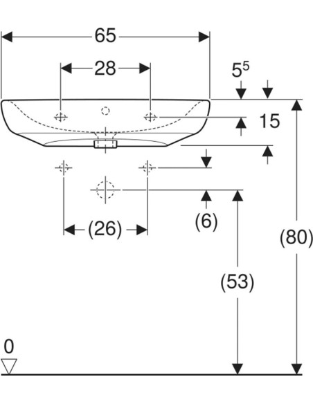 Geberit Selnova izlietne, cilvēkiem ar īpašām vajadzībām 65x55cm