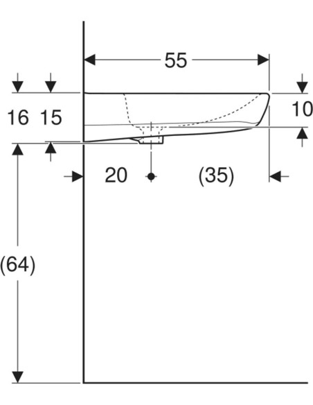 Geberit Selnova izlietne, cilvēkiem ar īpašām vajadzībām 65x55cm