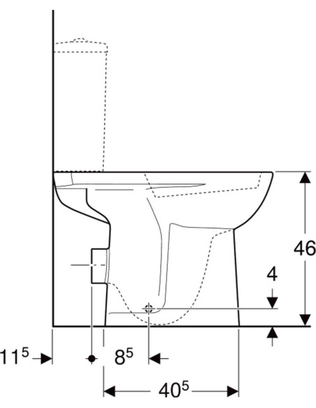 Geberit Selnova Comfort grīdas tualetes pods, paredzēts montāžai ar ārējo skalošanas tvertni, ar dziļo skalošanu, horizontāls iz