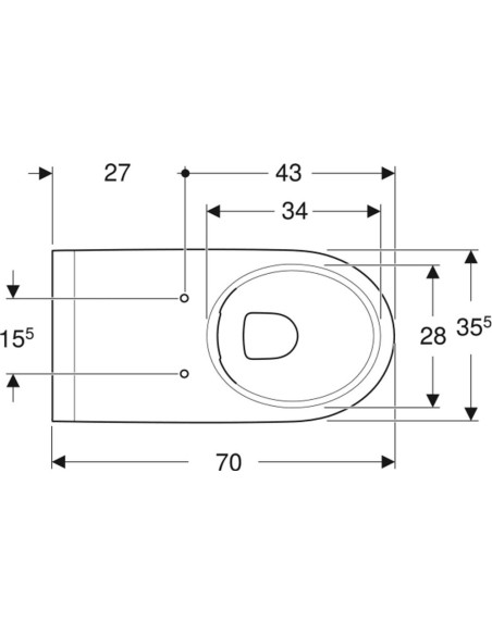 Geberit Selnova Comfort sienas tualetes pods Premium, ar dziļo skalošanu, pagarināts izvirzījums, ar daļēji gludām sānu malām, c