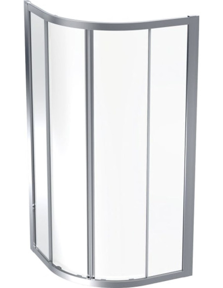 Geberit GEO ieapaļa stūra dušas kabine: 87.5-90x87.5-90x190cm, R550, sudraba krāsas / Caurspīdīgs stikls