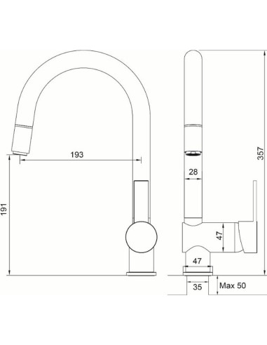 Izlietnes maisītājs izvelkams GEYSER MAX FLEX,...
