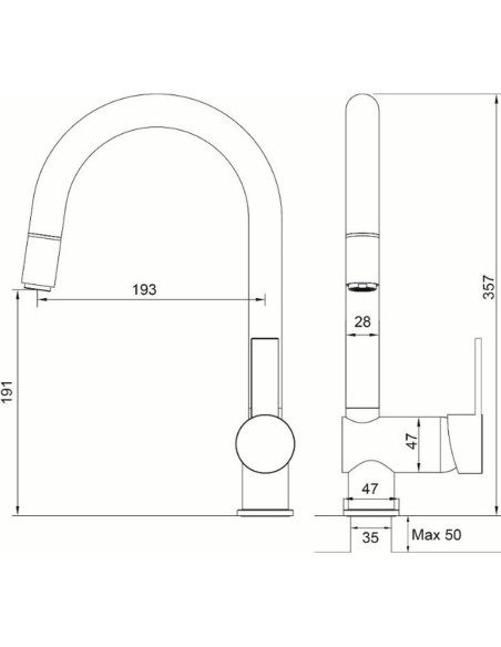Izlietnes maisītājs izvelkams GEYSER MAX FLEX, Hroms