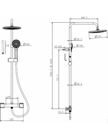 Dušas sistēma ar termostatu GEYSER ERGO, Hroms