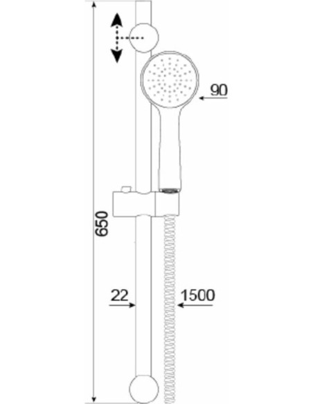 Dušas komplekts TARGET BASIC 90 1JET, Hroms