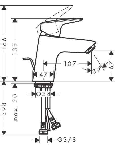 Izlietnes maisītājs Logis 70 CoolStart, ar pop-up,matets melns