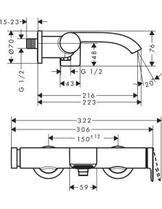 Vivenis vannas maisītajs, hromēts 2