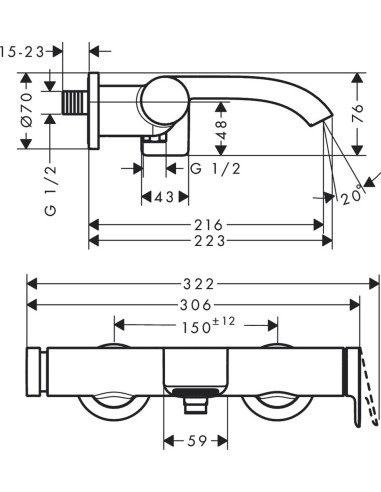 Vivenis vannas maisītajs, hromēts