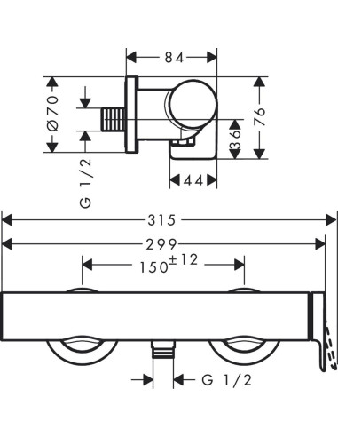 Vivenis dušas maisītājs, melns matēts