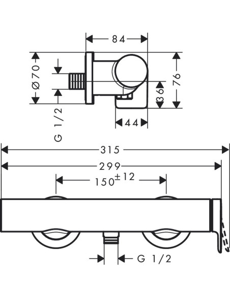Vivenis dušas maisītājs, melns matēts