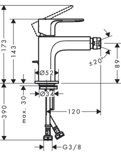 Rebris S,bidē maisītājs ar pop-up, hroms 2