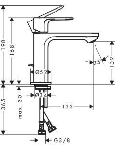 Rebris S 110,izlietnes maisītājs ar pop-up, hroms 2