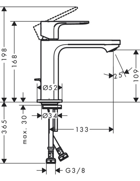 Rebris S 110,izlietnes maisītājs ar pop-up, hroms