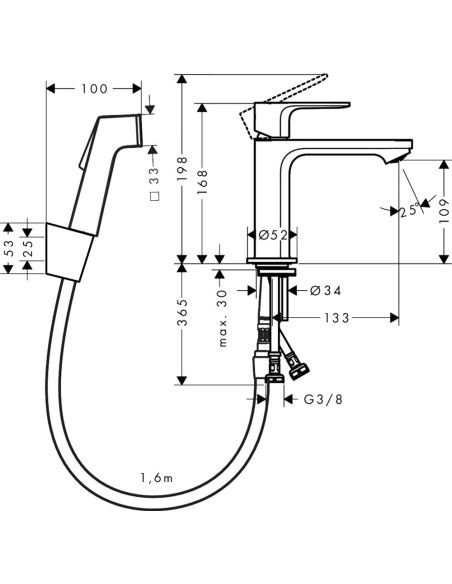 Rebris S Bidette 110 izlietnes maisītājs, hroms