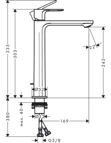 Rebris E 240 izlietnes maisītājs CoolStart, ar...