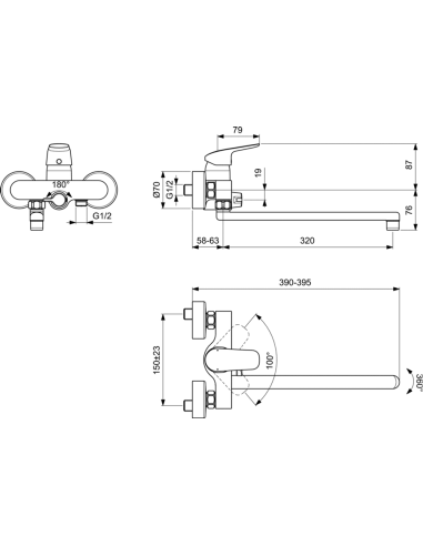 Ideal Standard CERAFLEX vannas maisītājs, hroms