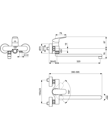 Ideal Standard CERAFLEX vannas maisītājs, hroms