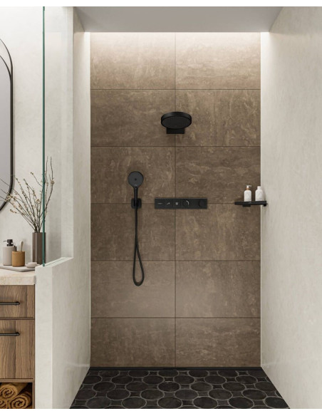 Dušas izvads ar dušas galvas turētāju Fixfit Q, matēts melns