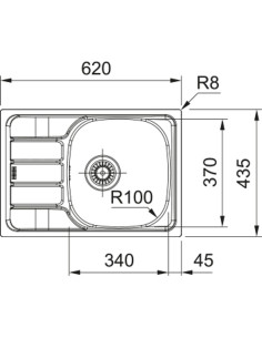 SKN 611-62/44 Nerūsējošā tērauda iegriežama izlietne ar... 2