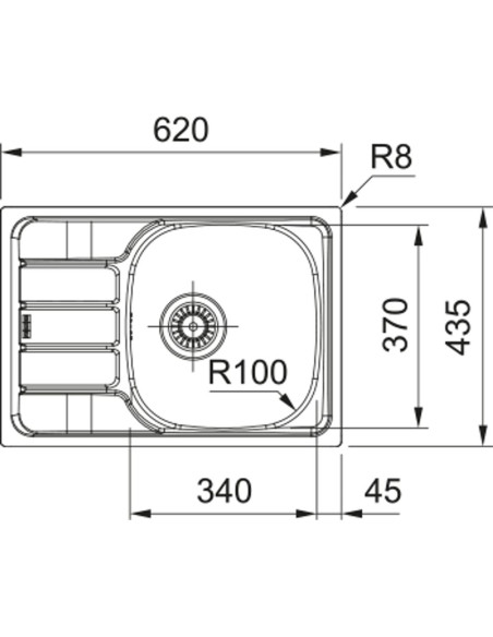 SKN 611-62/44 Nerūsējošā tērauda iegriežama izlietne ar manualu ventīli 3½''