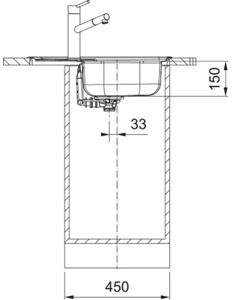 SKN 611-62/44 Nerūsējošā tērauda iegriežama izlietne ar manualu ventīli 3½''