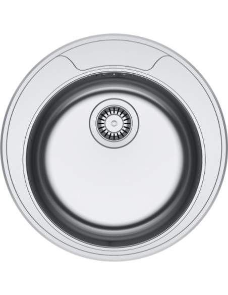 ROL 610-39 Ø509 mm, nerūsējošā tērauda (auduma struktūra) iegriežama izlietne ar manuālo 3½'' ventili, ir caurums maisītājam