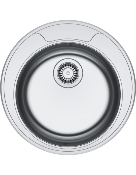 RON 610-39 Ø509 mm, nerūsējošā tērauda iegriežama izlietne ar manuālo 3½'' ventili, ir caurums maisītājam