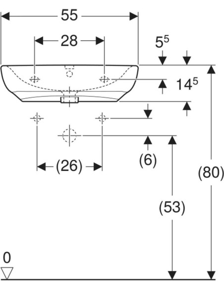 Geberit Selnova izlietne, cilvēkiem ar īpašām vajadzībām 65x55cm