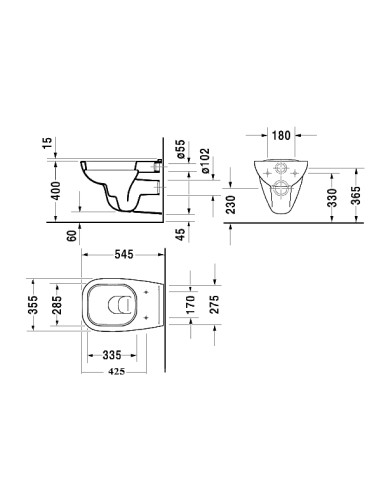 Duravit D-Code wall-mounted toilet bowl set...
