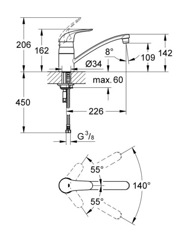 Grohe virtuves jaucējkrāns Euroeco 32750000