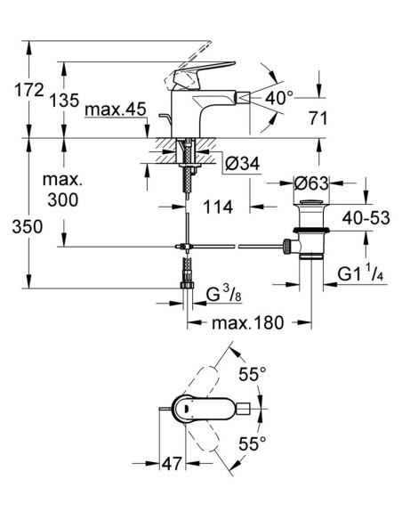 Grohe bidē jaucējkrāns Eurosmart Cosmopolitan 32839000