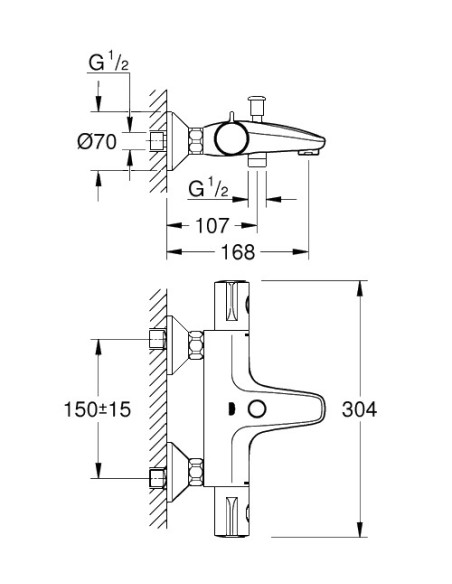 Grohe termostata jaucējkrāns vannai ar dušu Grohtherm 800 34567000