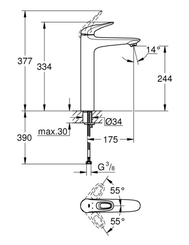 Grohe izlietnes jaucējkrāns Eurostyle New 23570003