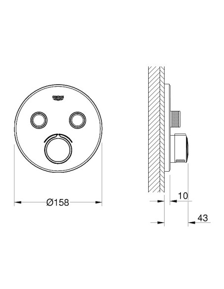 Grohtherm SmartControl dušas termostata virsapmetuma daļa, 2 režīmi, hroms